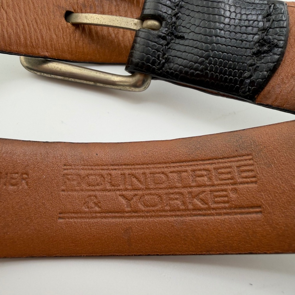 Roundtree & Yorke Men's Black Lizard Embossed Leather Belt Made in Italy Size 40 - Picture 4 of 10